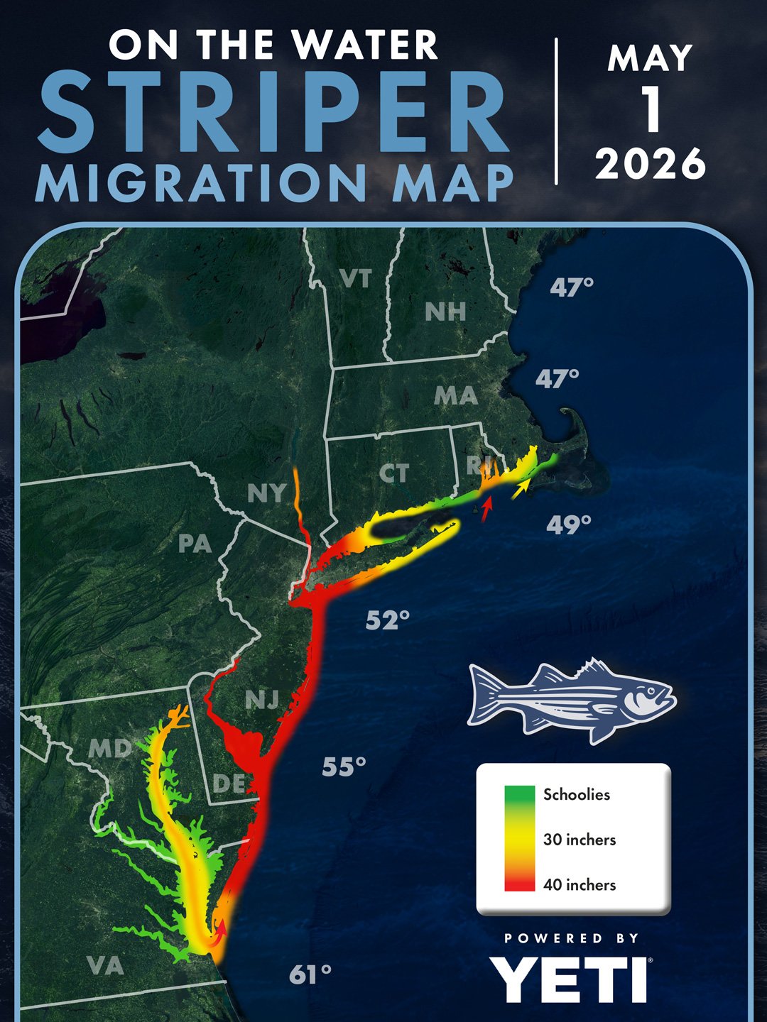 Read more about the article Striper Migration Map – May 1, 2026
